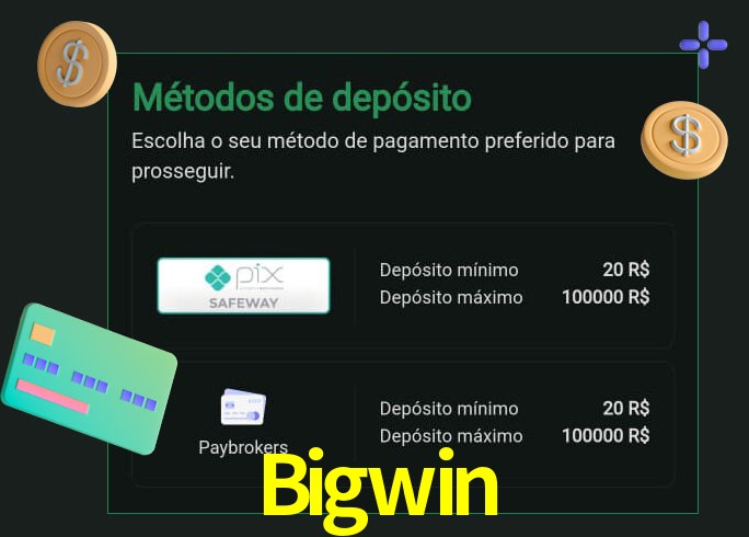 O cassino Bigwin oferece uma grande variedade de métodos de pagamento